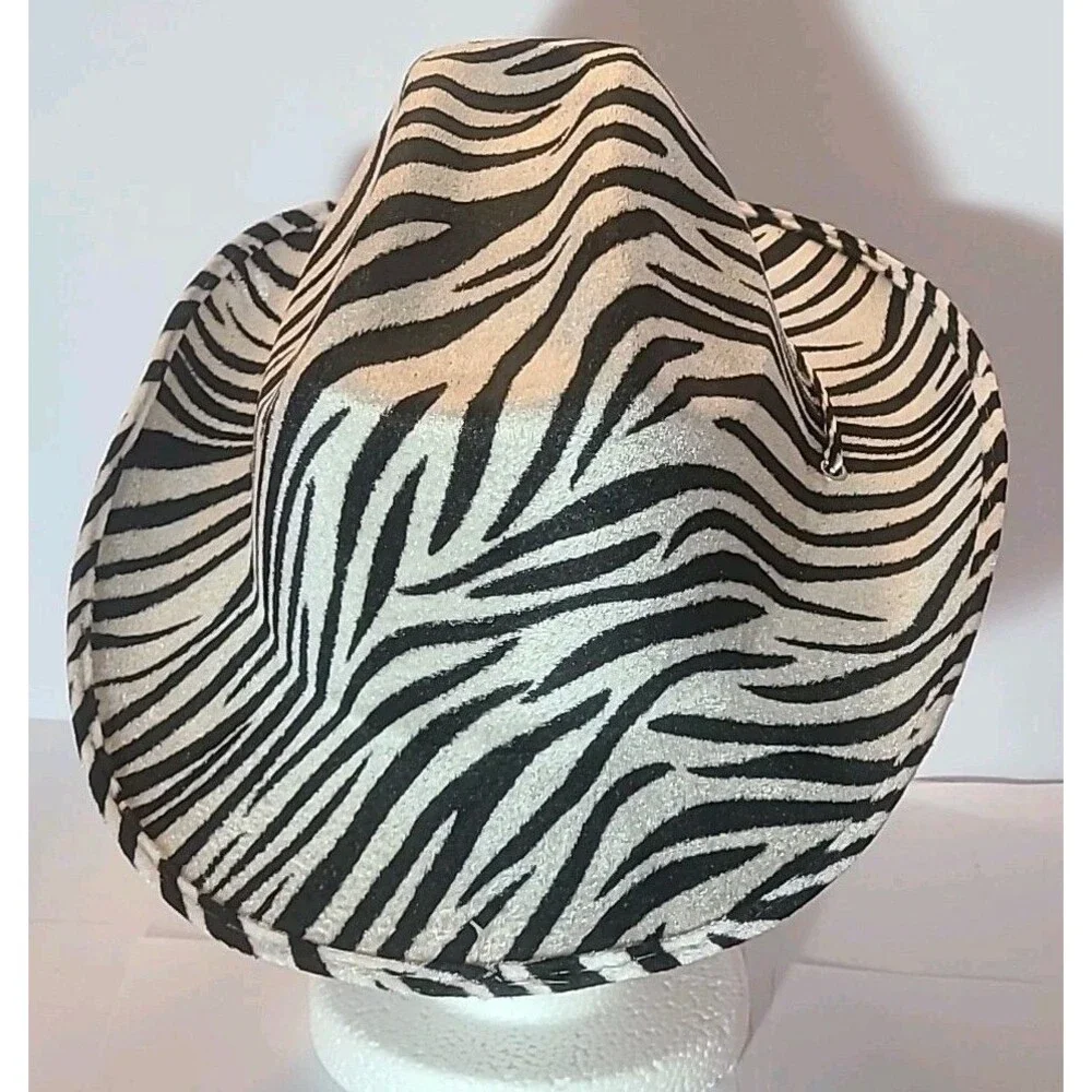 Men Women Cowboy Hats Zebra  Print Sunhat Adult Size Rave Cow Girl Hat Cap